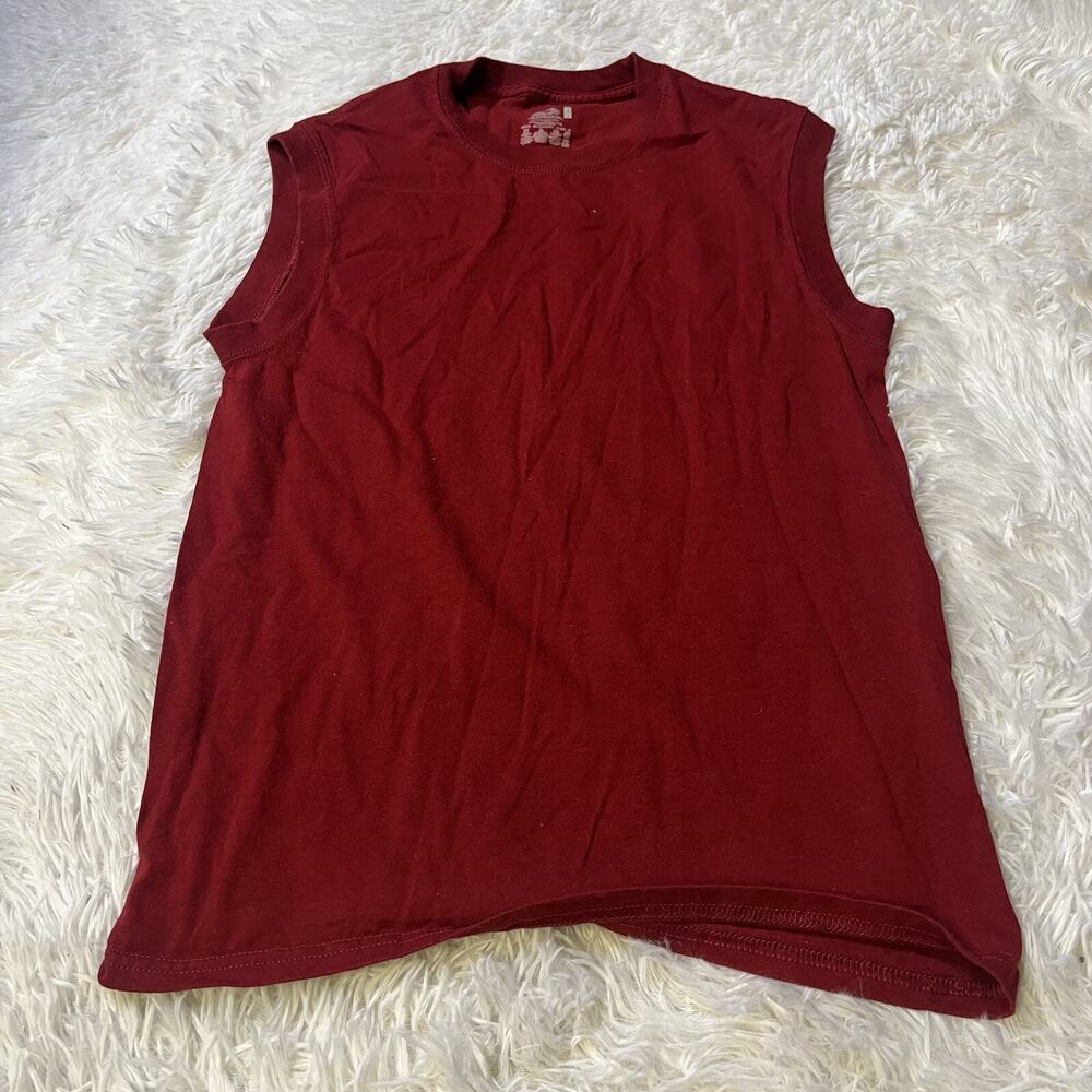 Fruit Of The Loom Womens Y2K 80s T Shirt Blank Tank Top Red Sleeveless Small